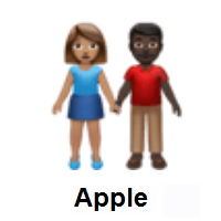 Woman and Man Holding Hands: Medium Skin Tone, Dark Skin Tone on Apple iOS