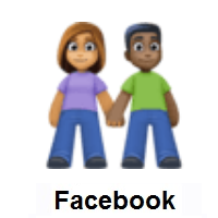 Woman and Man Holding Hands: Medium Skin Tone, Dark Skin Tone on Facebook