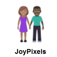 Woman and Man Holding Hands: Medium Skin Tone, Dark Skin Tone on JoyPixels