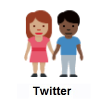 Woman and Man Holding Hands: Medium Skin Tone, Dark Skin Tone on Twitter Twemoji