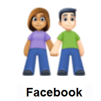 Woman and Man Holding Hands: Medium Skin Tone, Light Skin Tone on Facebook
