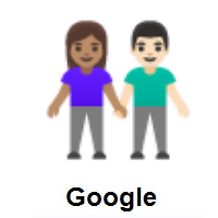 Woman and Man Holding Hands: Medium Skin Tone, Light Skin Tone on Google Android