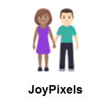 Woman and Man Holding Hands: Medium Skin Tone, Light Skin Tone on JoyPixels