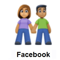 Woman and Man Holding Hands: Medium Skin Tone, Medium-Dark Skin Tone on Facebook
