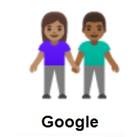 Woman and Man Holding Hands: Medium Skin Tone, Medium-Dark Skin Tone on Google Android