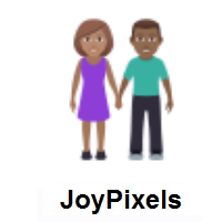 Woman and Man Holding Hands: Medium Skin Tone, Medium-Dark Skin Tone on JoyPixels