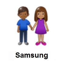 Woman and Man Holding Hands: Medium Skin Tone, Medium-Dark Skin Tone on Samsung