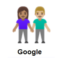 Woman and Man Holding Hands: Medium Skin Tone, Medium-Light Skin Tone on Google Android