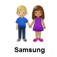 Woman and Man Holding Hands: Medium Skin Tone, Medium-Light Skin Tone on Samsung
