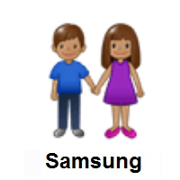 Woman and Man Holding Hands: Medium Skin Tone on Samsung
