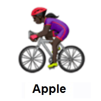 Woman Biking: Dark Skin Tone on Apple iOS