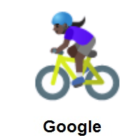 Woman Biking: Dark Skin Tone on Google Android