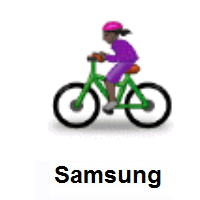 Woman Biking: Dark Skin Tone on Samsung