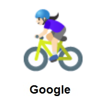 Woman Biking: Light Skin Tone on Google Android