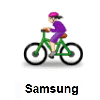 Woman Biking: Light Skin Tone on Samsung