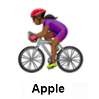 Woman Biking: Medium-Dark Skin Tone on Apple iOS