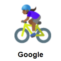 Woman Biking: Medium-Dark Skin Tone on Google Android