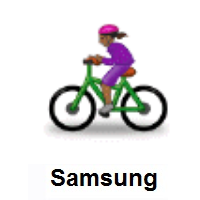 Woman Biking: Medium-Dark Skin Tone on Samsung