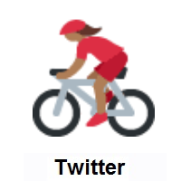 Woman Biking: Medium-Dark Skin Tone on Twitter Twemoji