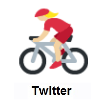 Woman Biking: Medium-Light Skin Tone on Twitter Twemoji