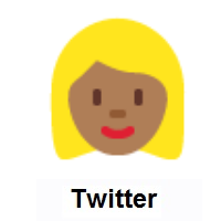 Woman: Blond Hair: Medium-Dark Skin Tone on Twitter Twemoji