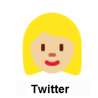 Woman: Blond Hair: Medium-Light Skin Tone on Twitter Twemoji