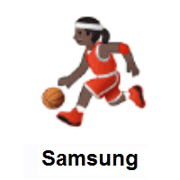 Woman Bouncing Ball: Dark Skin Tone on Samsung