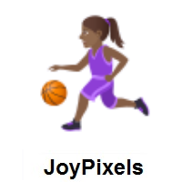 Woman Bouncing Ball: Medium-Dark Skin Tone on JoyPixels