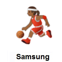 Woman Bouncing Ball: Medium-Dark Skin Tone on Samsung