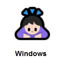 Woman Bowing: Light Skin Tone on Microsoft Windows
