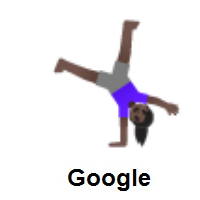 Woman Cartwheeling: Dark Skin Tone on Google Android