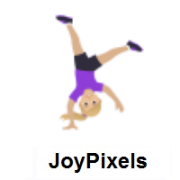 Woman Cartwheeling: Medium-Light Skin Tone on JoyPixels