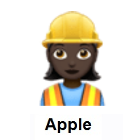Woman Construction Worker: Dark Skin Tone on Apple iOS