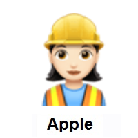 Woman Construction Worker: Light Skin Tone on Apple iOS