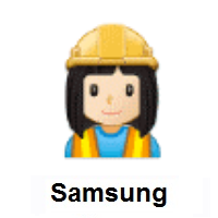 Woman Construction Worker: Light Skin Tone on Samsung