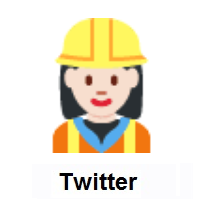 Woman Construction Worker: Light Skin Tone on Twitter Twemoji