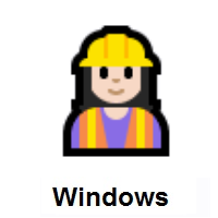 Woman Construction Worker: Light Skin Tone on Microsoft Windows