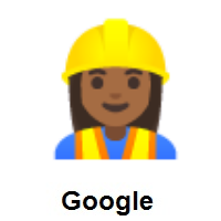 Woman Construction Worker: Medium-Dark Skin Tone on Google Android