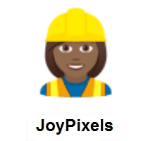 Woman Construction Worker: Medium-Dark Skin Tone on JoyPixels