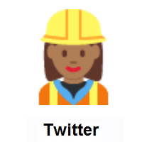 Woman Construction Worker: Medium-Dark Skin Tone on Twitter Twemoji