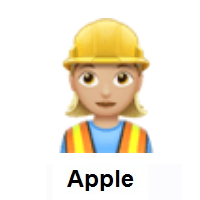 Woman Construction Worker: Medium-Light Skin Tone on Apple iOS