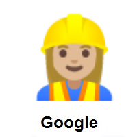 Woman Construction Worker: Medium-Light Skin Tone on Google Android