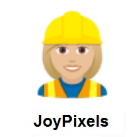 Woman Construction Worker: Medium-Light Skin Tone on JoyPixels