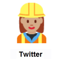 Woman Construction Worker: Medium Skin Tone on Twitter Twemoji