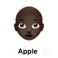 Woman: Dark Skin Tone, Bald on Apple iOS