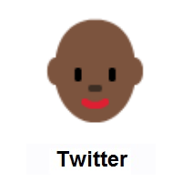 Woman: Dark Skin Tone, Bald on Twitter Twemoji