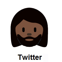 Woman: Dark Skin Tone, Beard on Twitter Twemoji