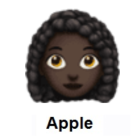 Woman: Dark Skin Tone, Curly Hair on Apple iOS