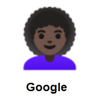 Woman: Dark Skin Tone, Curly Hair on Google Android