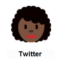 Woman: Dark Skin Tone, Curly Hair on Twitter Twemoji